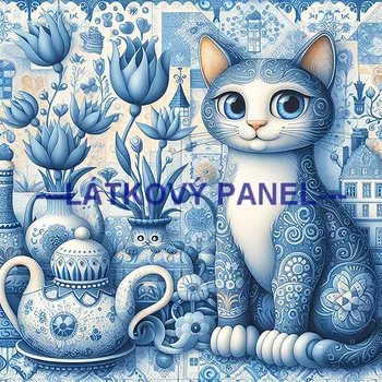 Látkový panel - Kočka - KČ-182 Velikost: 30x30cm, Materiál: Teplákovina nepočesaná