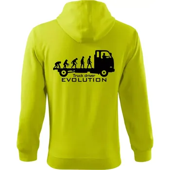 Pánská móda Truck driver evolution - Mikina s kapucí na zip trendy zipper - 2XL ( Limetková )