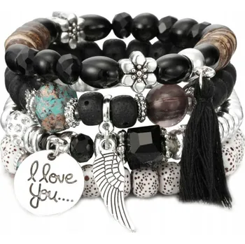 Náramek NÁRAMKY korálky KŘÍDLO střapec SADA