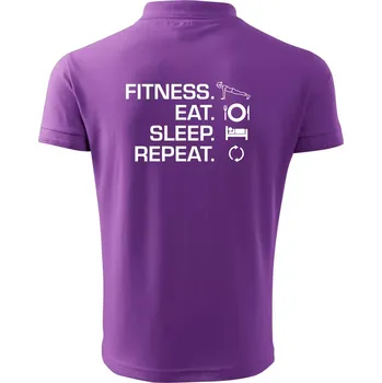 Pánská košile Fitness Eat Sleep Repeat - Polokošile pánská Pique Polo 203 - S ( Fialová )