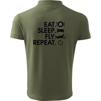 Pánská košile Eat sleep fly repeat - Polokošile pánská Pique Polo 203 - 5XL ( Khaki )