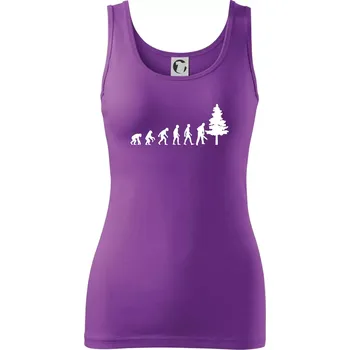Dámské tričko Evoluce dřevorubec - pila a strom - Dámské tílko - XL ( Fialová )