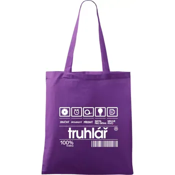 Čárový kód truhlář - Taška bavlněná - 42 x 38 cm ( Fialová )