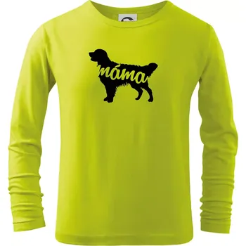 Dětská móda Zlatý retrívr máma obrys - Triko dětské Long Sleeve - 158 cm/12 let ( Limetková )