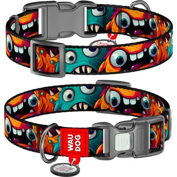 Obojek pro psa WAUDOG obojek nylon Příšerky QR (XL/37-58cm/2,5cm)