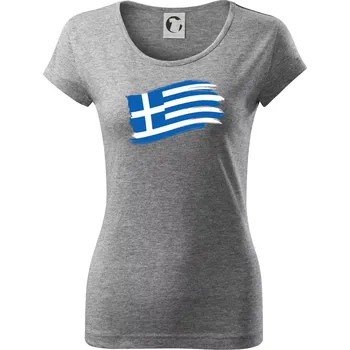 Dámské tričko Řecko vlajka - štětkou - Dámské triko Pure - XS ( Tmavě šedý melír )