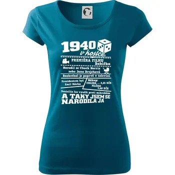 Dámské tričko 1940 v kostce - Dámské triko Pure - 3XL ( Petrolejová )