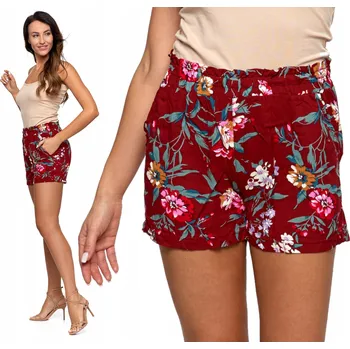 Dámské kraťasy KRÁTKÉ DÁMSKÉ KRAŤASY Šortky 100% Viskóza Na Léto Módní Květiny MORAJ XL