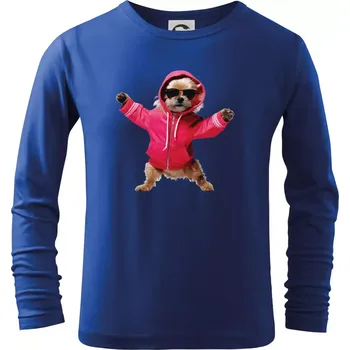 Yorkšír v mikině - Triko dětské Long Sleeve - 158 cm/12 let ( Královská modrá )