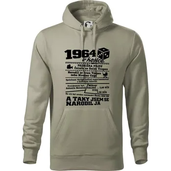 Pánská mikina 1964 v kostce - Mikina pánská Cape s kapucí - S ( Light khaki )