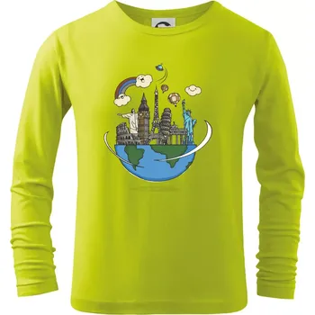 Chlapecké oblečení Cesta kolem světa - Triko dětské Long Sleeve - 104-110cm / 3-4 roky ( Limetková )