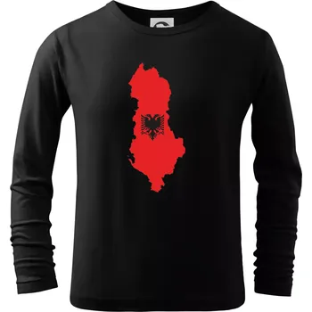 Albánie mapa a znak - Triko dětské Long Sleeve - 104-110cm / 3-4 roky ( Černá )