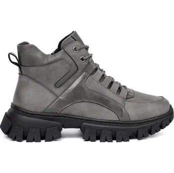 Dámská sportovní obuv Šedé dámské šněrovací traperky s hrubou podrážkou BT750G Velikost: 38