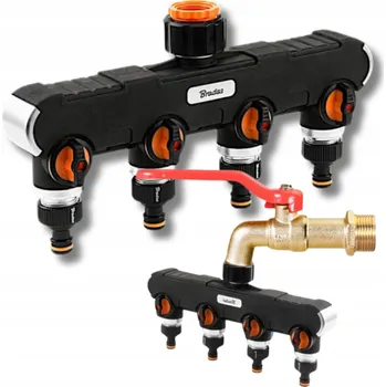 Rozdělovač zahradní vody Bradas 4cestný na kohoutek 1" s redukcí 3/4" PVC