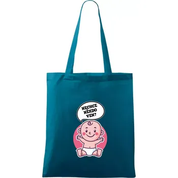 Nechce někdo ven - Triko pro porodní asistentku - Taška bavlněná - 42 x 38 cm ( Petrolejová )