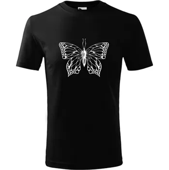 Chlapecké tričko Černé dětské tričko s motýlem - barva černá - velikost 4roky