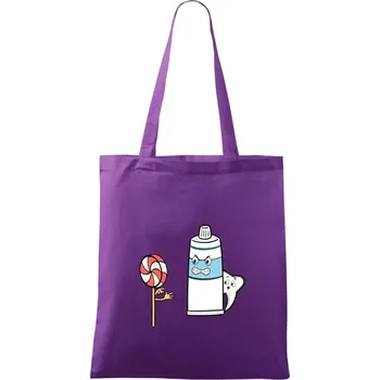 Lízátko pasta zuby - Taška bavlněná - 42 x 38 cm ( Fialová )