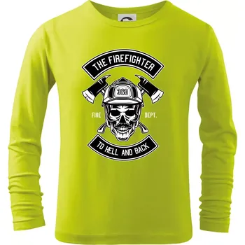 Dětská móda Lebka hasič do pekla a zpátky - Triko dětské Long Sleeve - 134 cm/8 let ( Limetková )