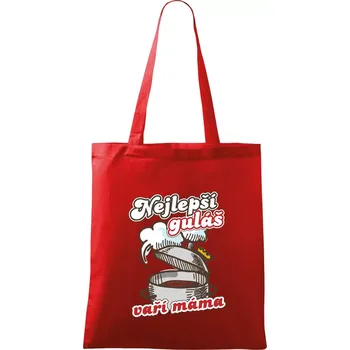 Nákupní taška Nejlepší guláš vaří máma - Taška bavlněná - 42 x 38 cm ( Červená )