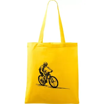 MTB kreslený cyklista - Taška bavlněná - 42 x 38 cm ( Žlutá )