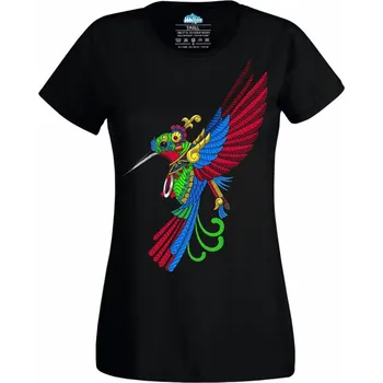 Dámské tričko Aztécký Kolibřík (Velikost: 4XL, Barva: Černá)