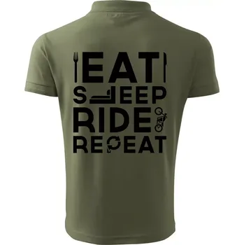 Pánská košile Eat sleep ride moto - Polokošile pánská Pique Polo 203 - S ( Khaki )