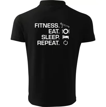 Pánská košile Fitness Eat Sleep Repeat - Polokošile pánská Pique Polo 203 - 3XL ( Černá )