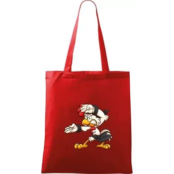 Nákupní taška Kohout karatista - Taška bavlněná - 42 x 38 cm ( Červená )