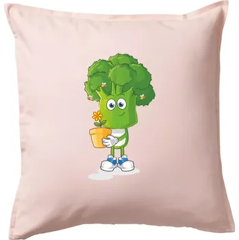 Polštář Brokolice zahrádkář - Polštář 50x50 - 50x50 - Včetně výplně ( Světle růžová )