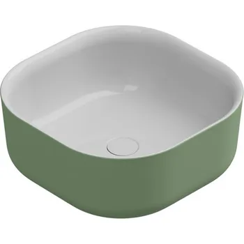 Umyvadlo Umyvadlo na desku Hit, keramické, dvoubarevné , 42x42 cm, HILAVQU42BI000031