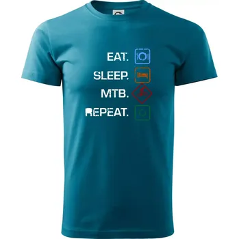Pánské tričko Eat sleep MTB repeat - Klasické pánské triko vyšší gramáže - XL ( Tmavý tyrkys )