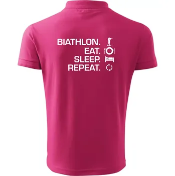 Pánská košile Biathlon Eat Sleep Repeat - Polokošile pánská Pique Polo 203 - 4XL ( Purpurová )