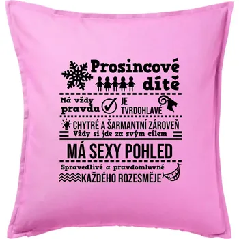 Polštář Narozeniny prosinec - Polštář 50x50 - 50x50 - Pouze potah ( Růžová )
