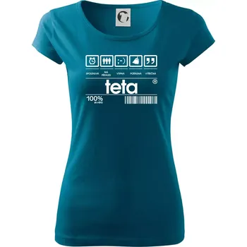 Dámské oblečení Čárový kód teta - Dámské triko Pure - M ( Petrolejová )
