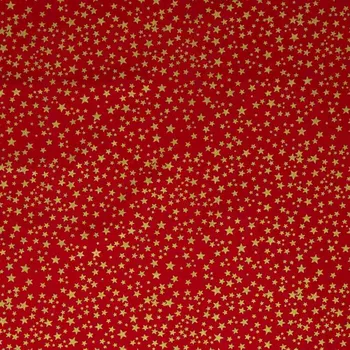 SWAFING Bavlněná látka vánoční Neuss zlaté hvězdy červená