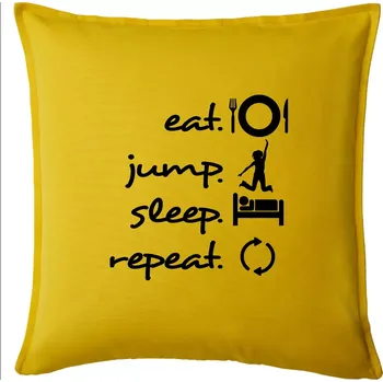 Polštář Eat jump sleep repeat - Polštář 50x50 - 50x50 - Pouze potah ( Žlutá )