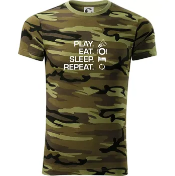 Pánské oblečení Play Eat Sleep Repeat badminton - Army CAMOUFLAGE - L ( Zelený maskáč )