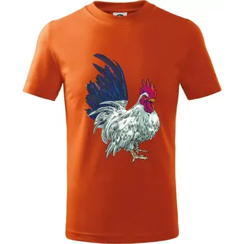 Chlapecké tričko Kohout kreslený bílý - Tričko dětské bavlněné - 134 cm/8 let ( Oranžová )