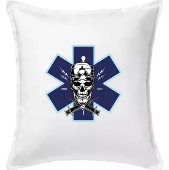 Polštář Lebka lékař - Polštář 50x50 - 50x50 - Včetně výplně ( Bílá )