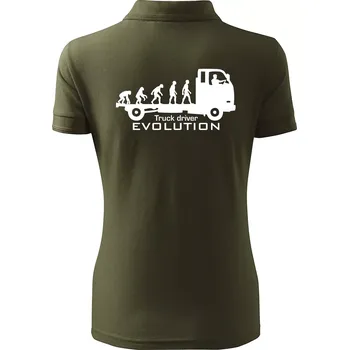 Truck driver evolution - Polokošile dámská Pique Polo - S ( Military )