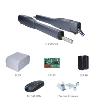 Pohon brány CAME ATS50 SAFE LONG sada pro dvoukřídlou bránu do 5m/křídlo, 2x ATS50DGS (24V, 80W, 300N), 1x ZL65, 1x AF43S, 1x AT04EV, 1 pár DIR10