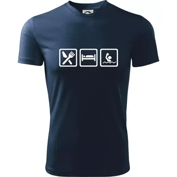 Eat sleep vodní pólo v řadě - Dětské triko sportovní (dresovina) - 158 cm/12 let ( Námořní modrá (velmi tmavá - téměř černá) )