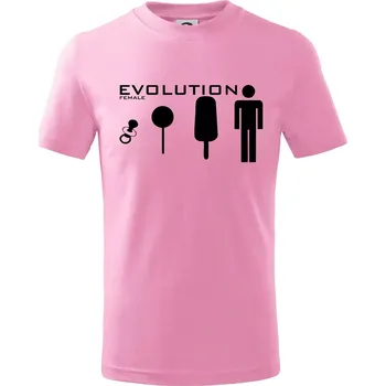 Evoluce ženy - Tričko dětské bavlněné - 104-110cm / 3-4 roky ( Růžová )