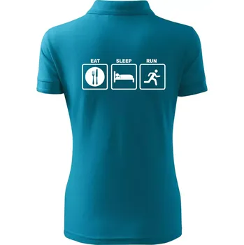 Eat sleep run čtverce - Polokošile dámská Pique Polo - XS ( Tmavý tyrkys )