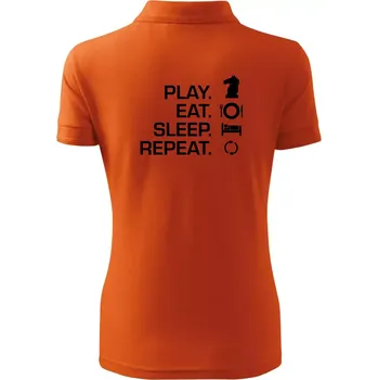Eat sleep play - šachy - Polokošile dámská Pique Polo - XS ( Oranžová )