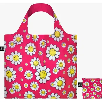 Nákupní taška Skládací nákupní taška LOQI SMILEY Flowers Raspberry
