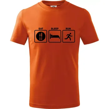 Chlapecké oblečení Eat sleep run čtverce - Tričko dětské bavlněné - 98 cm / 2 roky ( Oranžová )