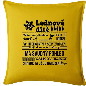 Polštář Narozeniny leden - Polštář 50x50 - 50x50 - Pouze potah ( Žlutá )