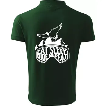 Pánská košile Eat sleep ride repeat - hory - Polokošile pánská Pique Polo 203 - 5XL ( Lahvově zelená )