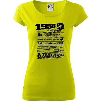 Dámské tričko 1958 v kostce - Dámské triko Pure - M ( Limetková )